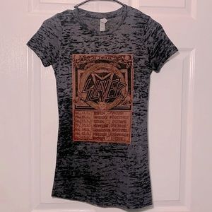 The Slayer Europe 85 Red Girls Burnout tour shirt sz small